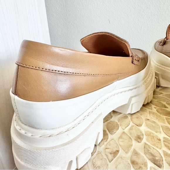 Ganni Tan Chunky Heel Penny Calf Leather Loafers Size 37/US 7 - Picture 11 of 15